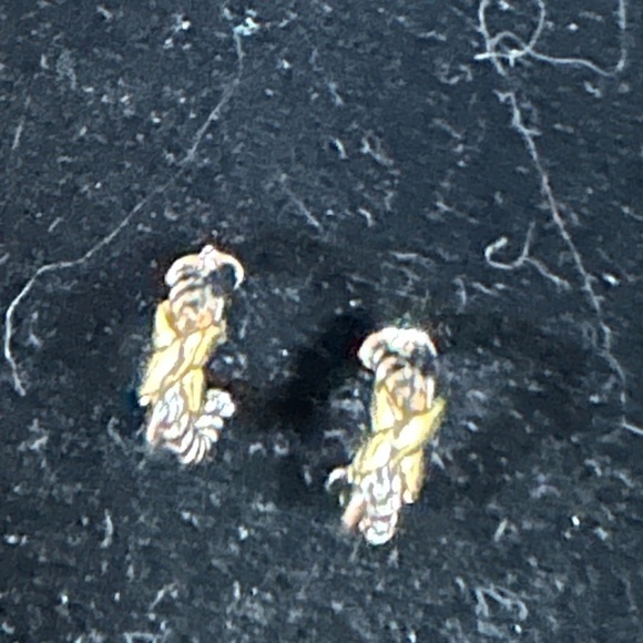 Minimalist Gold and Silver Stud Earrings Twisted wire style - Picture 3 of 6